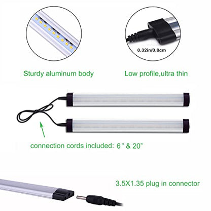 AIBOO LED Under Counter Light Rigid Bar Kit, Plug in Corded 12V LED Under Cabinet Lighting Dimmable with Switch for Counter Shelf Showcase Display Lighting (6 Panels,Daylight White) - size: 6-Bar-Kit