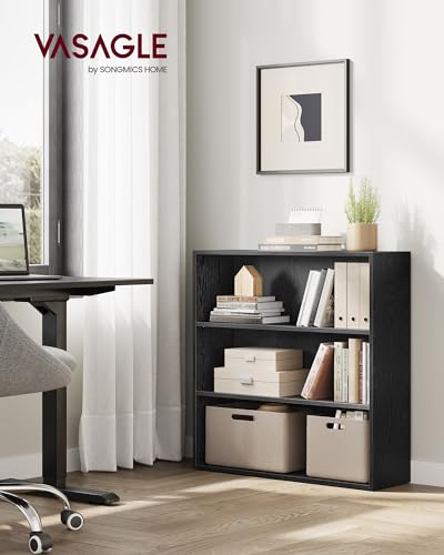 VASAGLE CUSTOS Collection - Bookshelf, 3-Tier Bookcase, Book Shelf, Open Storage Shelf, 9.4 x 31.5 x 32 Inches, for Living Room, Home Office, Dinning Room, Ebony Black ULBC173T56 - color: Ebony Black, size: 3 Tiers (31.5"W), style: 1 Pack