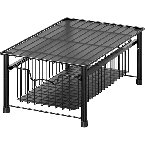 Simple Houseware Stackable Basket Drawer, Black - color: Black, size: 1-tier