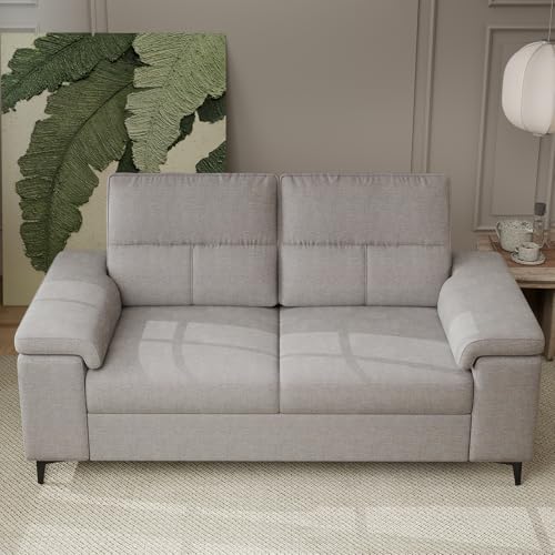 Upvilla 71.25" Modern Couches Deep Seat Sofa for Living Room(Light Gray) | 8” Cushion, Comfy 2-Seater Chenille Loveseat with Convertible Armrest, Removable Sofa Cover, High Leg - color: Light Gray, size: 71.25" Couch