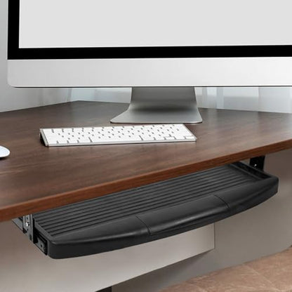 Cabilock Under Desk Keyboard Tray Mount System with Slide-Out Drawer for Office Desk Space-Saving Abs Keyboard Holder with Sturdy Wear-Resistant Material Compact Organizer for Computer
