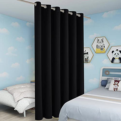 BONZER Room Divider Curtain Grommet Thermal Insulated Blackout Curtains | Wide Room Darkening Window Treatment Drapes for Bedroom Living Room, 84L x 70W Inch (7L x 5.8W ft), 1 Panel, Black - color: Black, size: 70"W x 84"L (Pack of 1)