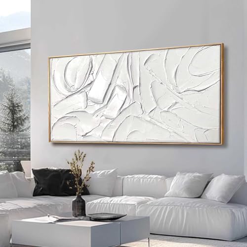 XIANSHOU White Wall Art For Living Room Extra Large Wall Decor Abstract Paintings Modern Artwork Pictures Arts 36"x70" - color: White, size: 70"L x 36"W