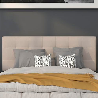 Quilted Tufted Upholstered Full Size Headboard in Beige Fabric - color: Beige, size: Full
