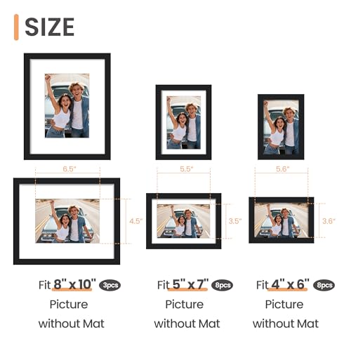 upsimples Picture Frames set of 19, Including 8x10, 5x7, 4x6 Black Frame | Multi Picture Frames Collage Wall Decor, Gallery Wall Frame Set, Gift For Christmas, Mothers' day, Wedding, Dorm, Living Room - color: Black