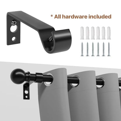 Black Curtain Rods for Windows 66 to 120, Adjustable Length, Heavy Duty Steel Rod, Wall Mounted, 120 Inch - color: Black, size: 66 to 120 inch