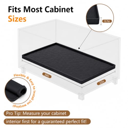 34"x22" Waterproof Cabinet Protector Silicone Under Sink Tray(Black) | Thick Silicone Under Sink Drip Tray with Protective Lip, Flexible Anti-Slip Mat for Kitchen, Bathroom, Laundry & RV - color: Black