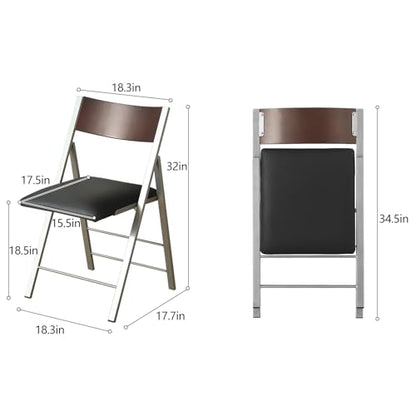 Folding Chairs 2 Pack, 450Lbs Steel Frame Foldable Dining Chairs, Black | 1.37" Folded, Waterproof Rustproof Indoor Outdoor Padded Folding Chairs for Dining Room, Conference Rooms, Weddings, Events - color: Black