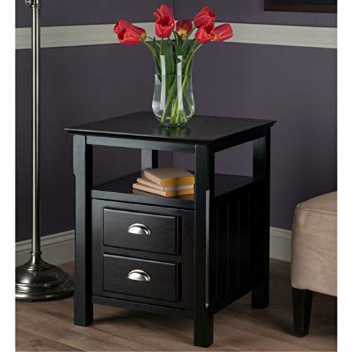 Ergode Timber Nightstand - Versatile & Stylish Bedroom Storage with Drawer & Shelf - Black Finish - Elegant Design - Easy Assembly - 20" W x 20" D x 25" H