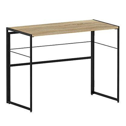 Furinno Riau No Tool/No Assembly/Folding Metal Frame Computer Desk, Sonoma Oak/Black, 39 Inch - color: Sonoma Oak/Black, size: 39 inches
