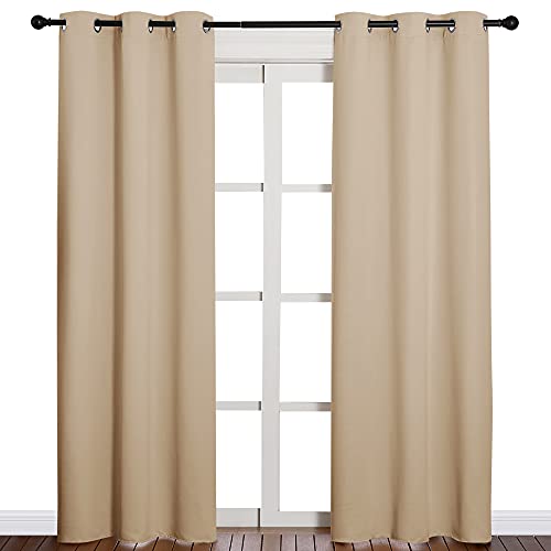 NICETOWN Thermal Insulated Eyelet Top Room Darkening Panels/Curtains/Drapes for Bedroom (2 Panels, W42 x L84 inches, Biscotti Beige) - color: Biscotti Beige, size: 42"W x 84"L (Pack of 2)