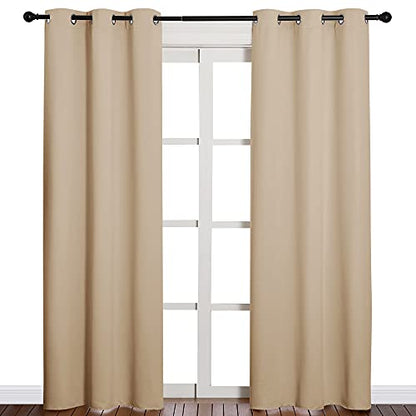 NICETOWN Thermal Insulated Eyelet Top Room Darkening Panels/Curtains/Drapes for Bedroom (2 Panels, W42 x L84 inches, Biscotti Beige) - color: Biscotti Beige, size: 42"W x 84"L (Pack of 2)