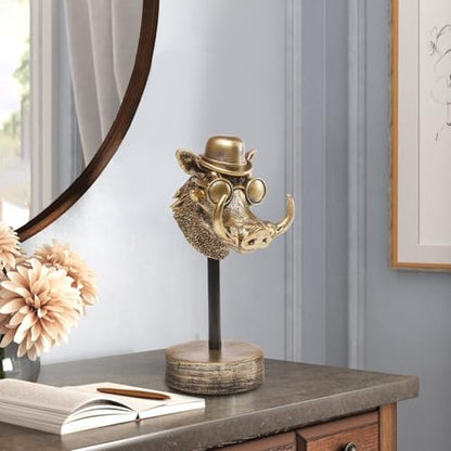 Handcrafted Resin Sculpture (Warthog - Modern Home Decor Accent, Trending Living Room & Office Decor, Elegant Tabletop & Shelf Decor for Desk, Bookshelf, Nightstand - Unique Gift Idea - style: Warthog