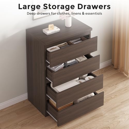Jocoevol 4 Drawer Dresser for Bedroom, Brown Dresser Chest of Drawers - Large Wood Dressers TV Stand with Deep Drawers Dressers for Living Room, Hallway, Entryway - Brown - color: Retro Brown