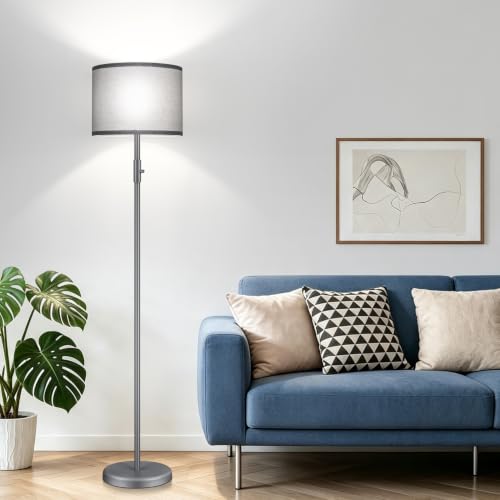 Floor Lamp Simple Design with Shade, Small Tall Lamps for Living Room Bedroom Office Dining Room Kitchen-Grey - color: Grey-Grey Shade