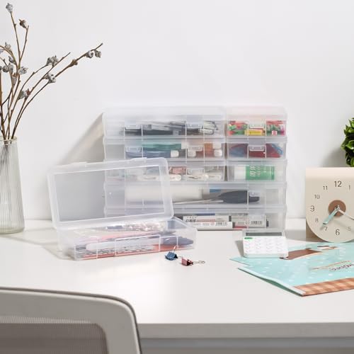 9 Pack Medium Clear Plastic Storage Boxes with Lids, Craft Jewelry Life Item Organizer for Puzzles, Pens, Rings, Needle and Thread, Nail Polish, Remote Controls - size: Medium - 9 Pack