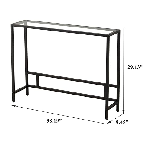 Small Modern Console Table for Entryway, Tempered Glass with Metal Frame Sofa Table for Living Room, Hallway, Office (Single-Layer, Black) - color: Black, style: Single-layer