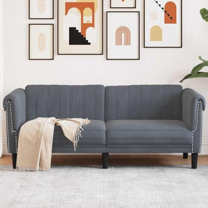 2-Seater Sofa Dark Gray Velvet Couch for Living Room Modern Upholstered Small Furniture with Thick Padding - color: Dark Gray/2-seater, size: 71.7" x 30.3" x 29.1" (W x D x H)