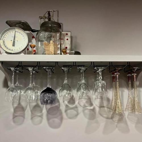7 Inch Black Wine Glass Rack, Under Cabinet Wine Glass Holder, Stemware Rack, Hanging Stemware Holder for Cabinet Kitchen Bar, Set of 4 - color: Black, size: 7 Inch 4 Pack