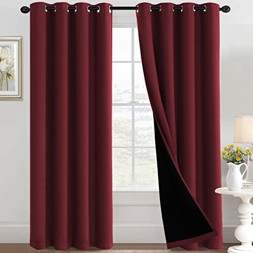 H.VERSAILTEX 100% Blackout Curtains for Bedroom Thermal Insulated Full Blackout Curtains for Living Room Energy Efficiency Window Drapes with Black Liners 1 Panel, 52x84 Inch, Burgundy - color: Blackout Burgundy, size: 52"W x 84"L (Pack of 1)