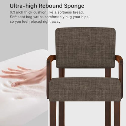 Accent Chair, Armchair with Solid Wood Frame and Legs, Brown | Upholstered Living Room Chair, Comfy Reading Chair for Bedroom, Waiting Room, Home Office, Easy Assembly - color: Linen Brown, size: One Chair