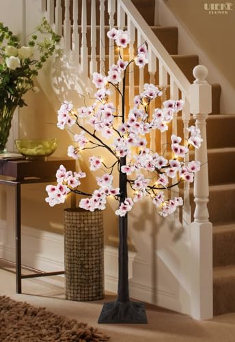 4FT Cherry Blossom Tree, 48 Fairy Lights Artificial Lighted Tree for Home Inside Outdoor Spring Wedding Party Festival Decor, Warm White - size: 4FT