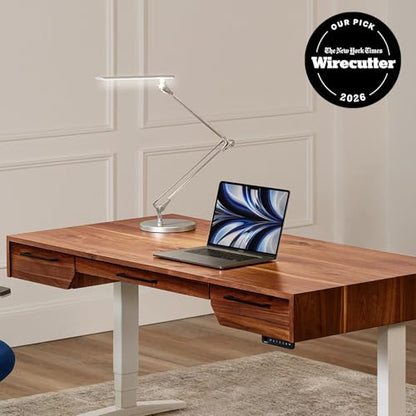 UPLIFTDESK E7 LED Desk Lamp – Adjustable 3 Color Modes, Dimmable Home Office Desk Light for Standing Desk, Dual Monitors, Aluminum Task Lamp (Silver Lamp, Silver Base) - color: Silver Lamp Silver Base