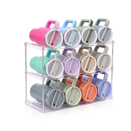 Large Compartment Water Bottle Organizer, Stackable Water Bottle Holder for Stanley 40 oz Tumbler, Clear Tumbler Organizer for Cabinet, Kitchen Pantry or Countertop, 3 Pack (3 Pack) - size: 3 Pack