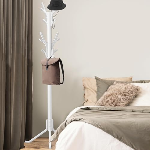 Simple Houseware Standing Coat/Hat Hanger Tree Shaped Rack, 18 Hooks, White | For Entryway, Bedroom, and Hallway - color: White