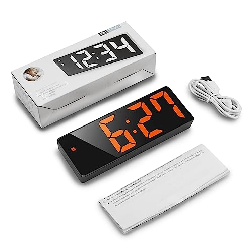AMIR Digital Alarm Clock, LED Clock for Bedroom, Electronic Desktop Clock with Temperature Display, Adjustable Brightness, Voice Control, 12/24H, 6.3" Large Display for Home, Bedroom, Office | Temperature Display, Voice Control, Dimmable Brightness, 12/24