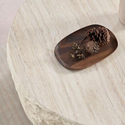 RoundCoffee Table, Modern Drum Design, Circle Fiberglass Coffee Table, End Table for Living Room, Apartment, No Assembly Required (35.43'' Cement Stone Pattern) - color: 35.43'' Cement Stone Pattern