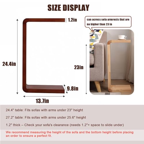 Solid Wood End Table for Couch, C Shaped Mini Sofa Side Table for Small Narrow Spaces, Wooden Nightstand for Living Room Bedroom Laptop Work Desk, Bedside Table for Office Balcony (2, wood small) - color: Wood Small