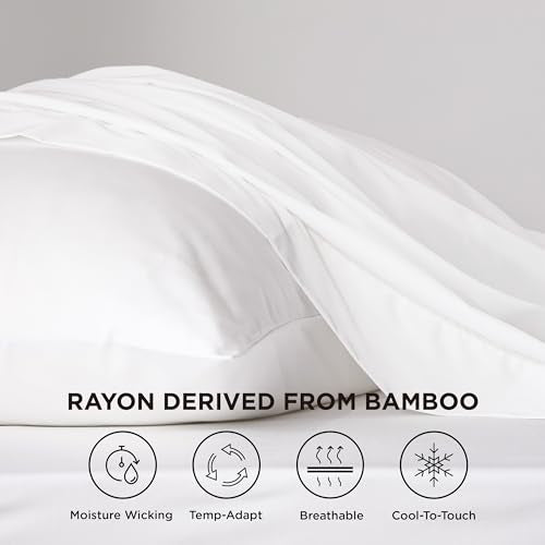 Bedsure PureWoven 100% Rayon Derived from Bamboo, Twin XL Sheets, 3 Pieces | Cooling Sheets for Hot Sleepers, Breathable & Silky Soft, 16" Deep Pocket, Hotel Luxury Bedding, White - color: 02 - White, size: Twin XL