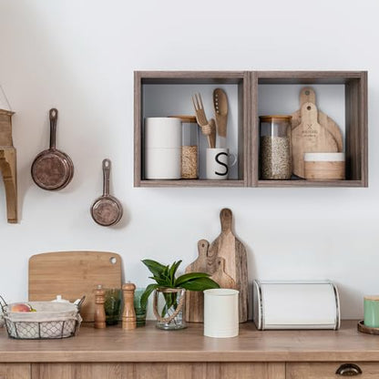 Cube Floating Shelves Set2, Display Shelves Wall Mount 7.75" D x 12.5" W x 12.5" H, (Eucalyptus, Square 2 Cubes) - color: Eucalyptus, size: Square-Set2