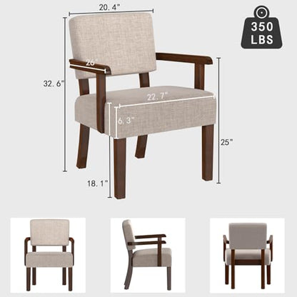 Accent Chair, Oversize Living Room Chairs with Soft Seat | Solid Wood Armchair, Comfy Reading Chair for Bedroom, Waiting Room, Home Office, Easy Assembly, Beige - color: Beige, size: Chair
