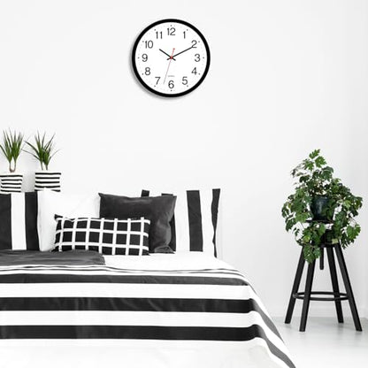 Foxtop 14 Inch Wall Clock Modern Silent Non-Ticking Quartz Battery Operated Round Analog Classic Black Wall Clock for Classroom School Office Living Room Bedroom Home - color: Black, size: 14 Inch - 1 Clock