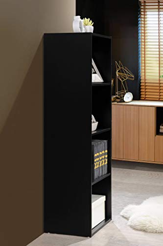 Hodedah 4-Shelf Bookcase in Black - color: Black, size: 4-Shelf