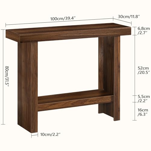MAHANCRIS Console Table, 39.4'' Entryway Table for Hallway, Narrow Sofa Table Behind The Couch, Modern Foyer Tables for Entrance, Living Room, Corridor, Easy Assembly, Walnut CTZB16801 - color: Walnut, size: 39.4"L x 11.8"W x 31.5"H