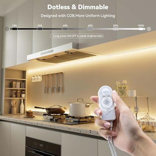 PAUTIX COB LED Strip Lights 2700K Warm White,Motion Sensor LED Lights,Dimmable 24V Motion Activated LED Strip Light,20ft Super Bright with Dual Lighting Mode,for Under Cabinet,Kitchen,Stairs,Bedroom - size: 20 Ft