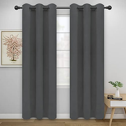 Easy-Going Thermal Grommet Blackout Curtains, 2 Panels 42x84 in, Grey | Washable Grommet Top Window Drapes for Bedroom and Living Room, Noise Reduction, Room Darkening - color: Grey, size: 42"W x 84"L (Pack of 2)