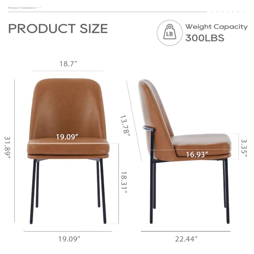 COLAMY Upholstered Dining Chairs Set of 2, Modern Dining Room Chairs with Curved Back and Metal Legs, Dinner Chair Kitchen Chairs for Dining Room and Living Room, Brown - color: Brown-l, size: Set of 2