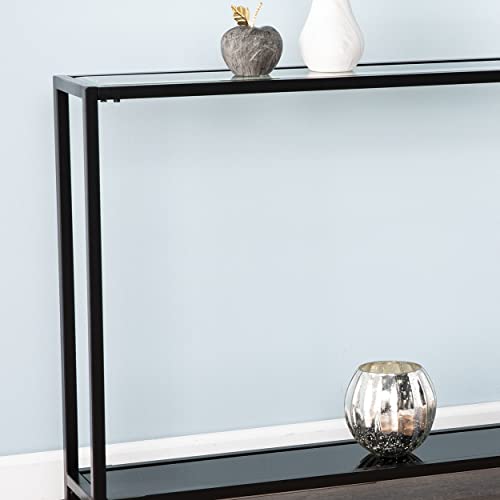 SEI Furniture Bergen Narrow Metal Console Table, Dining Room With Open Concept Living Space Glam Style Powder-Coated Iron, Black - color: Black