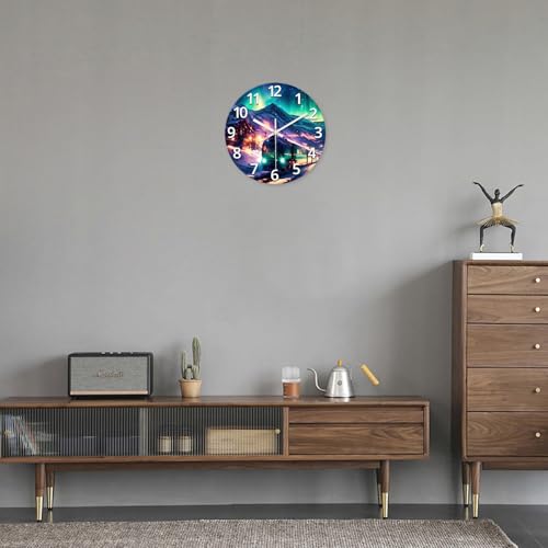 XNM Glass Battery Operated Wall Clock 12 Inch | Teal Office Living Room Kitchen Wall Clock Analog Modern Round Silent Wall Clock Non Ticking - color: Teal 9, size: 12 Inch