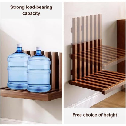 Folding Wall Table Wooden Hanging Wall Mounted Shoe Bench Ventilated Hidden Flip Down Seat Multi-Functional Floating Bedside Table - color: Walnut