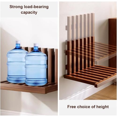 Folding Wall Table Wooden Hanging Wall Mounted Shoe Bench Ventilated Hidden Flip Down Seat Multi-Functional Floating Bedside Table - color: Natural Wood
