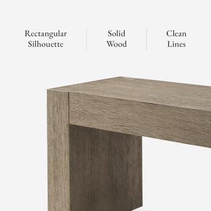 Maven Lane Zeno Bench, Grey Solid Wood | Handcrafted Solid Wood Bench, Ideal for the Living Room, Entryway, Foot of the Bed, or Extra Dining Table Seating - color: Weathered Grey