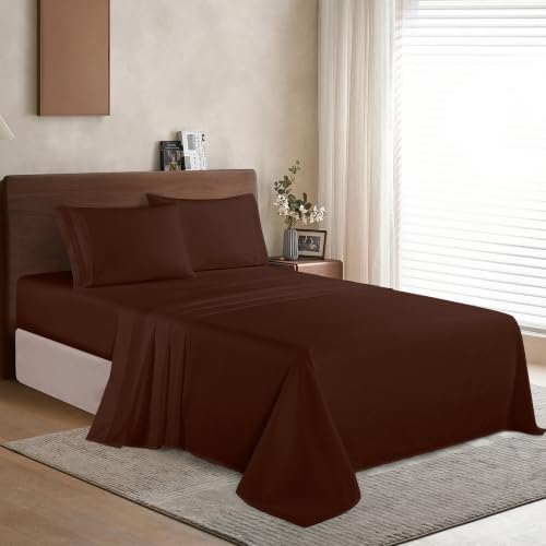 Elegant Comfort Luxury Soft 1500 Thread Count Egyptian Quality 3-Piece Sheet Wrinkle and Fade Resistant Bedding Set, Deep Pocket up to 16inch Twin/Twin XL Chocolate Brown - color: Chocolate Brown, size: Twin/Twin XL