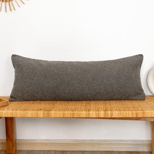 JoraLion 14x36 inch Boucle Lumbar Pillow Cover, Dark Brown Woven Texture Neutral Long Pillow Cover Breathable Cushion Case for Couch Sofa Bed Living Room Home Decor (Cover Only) - color: Brown, size: 36" x 14" (Pack of 1)