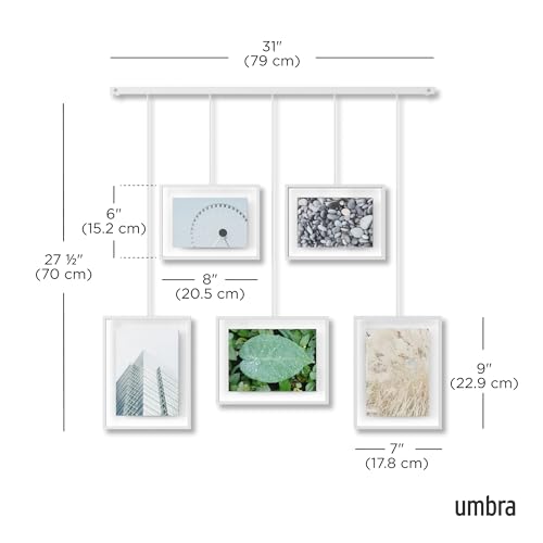 Umbra Exhibit Picture Frame Gallery Set Holds Five Photos, White - color: White, size: Set of 5, style: 5-Opening