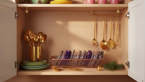 2Pack Stainless Steel Tumbler Cup Lid Organizer, Mason Jar Lid Holder | Rectangular, Rosegold, Stainless Steel Mesh, Cabinet Storage Basket, Silverware, Chopsticks, Straws, Utensils - style: RoseGoldModern-2pack